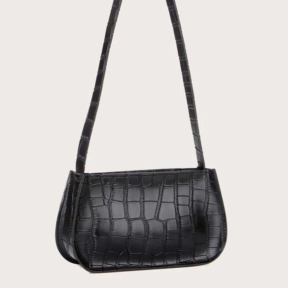 3 for $25⚡️SHEIN Black Croc Embossed Baguette Bag - Picture 1 of 8